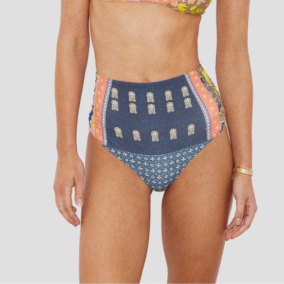 Boteh Florimonde Estel High Waist Bikini Pant Bottoms Swim Printed Small‎